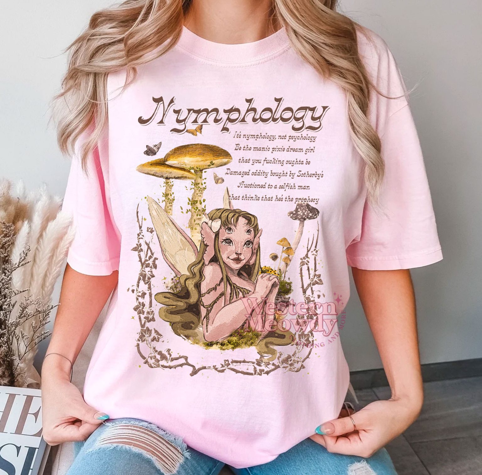 Nymphology Tee - Portals Album Lyrics - Western Meowdy