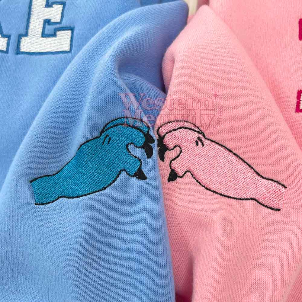 Couple Stitch And Angel Embroidery Sweatshirt - TerraBell Designs