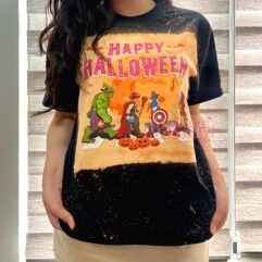 Happy Halloween Marvel Heroes – Bleached T-Shirt
