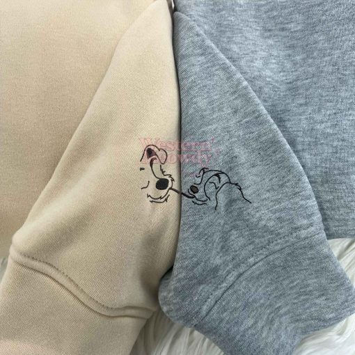 Lady and the Tramp Ver2 Couple Embroidered Sweatshirt