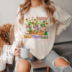 Happy HaloThankSmas Grinch Christmas Sweatshirt