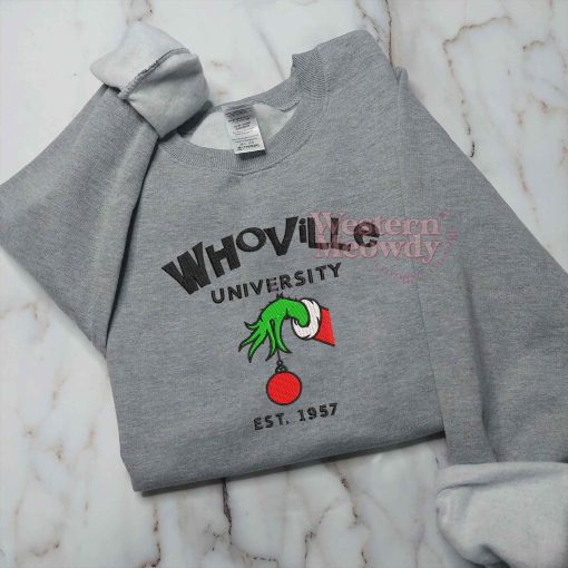 Whoville University Est 1957 Grinch Christmas Sweatshirt
