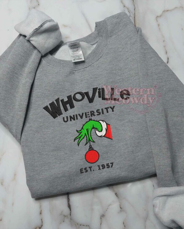 Whoville University Est 1957 Grinch Christmas Sweatshirt