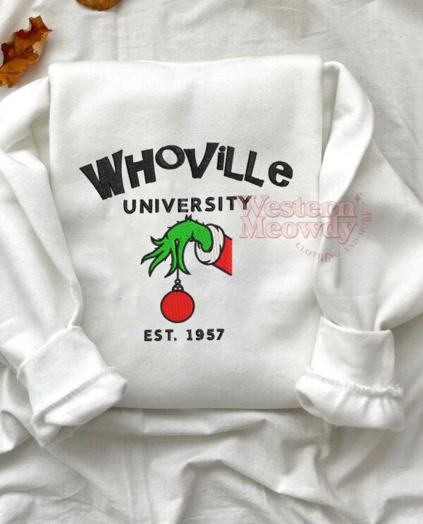 Whoville University Est 1957 Grinch Christmas Sweatshirt