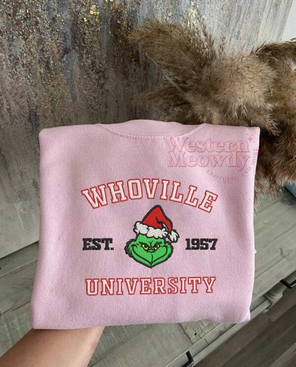 Whoville University Est 1957 Grinch Xmas Sweatshirt