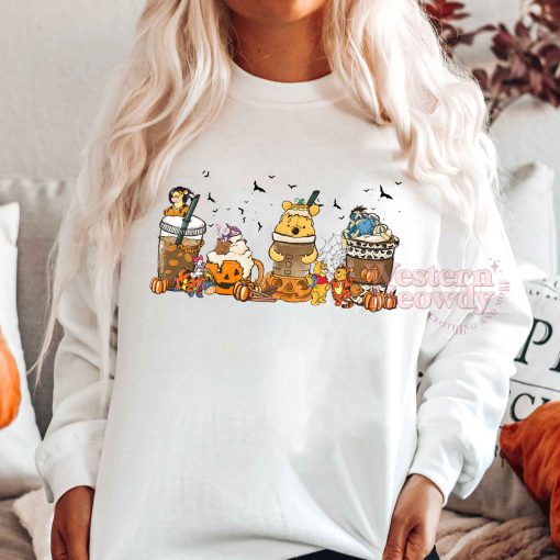 Winnie The Pooh Coffee Cups Halloween Sweatshirt