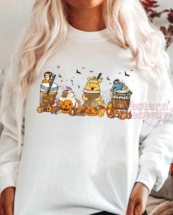 Winnie The Pooh Coffee Cups Halloween Sweatshirt