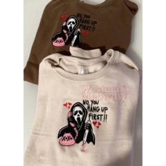 No you hang up first Embroidered Halloween Sweatshirt