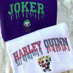 Joker And Harley Quinn Couple Ver4 Embroidered Sweatshirt