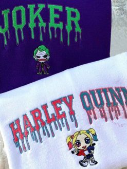 Joker And Harley Quinn Couple Ver4 Embroidered Sweatshirt