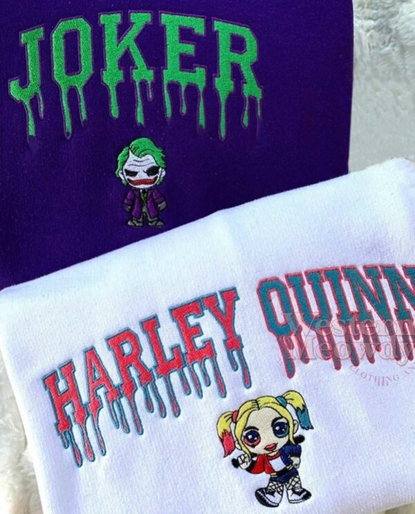 Joker And Harley Quinn Couple Ver4 Embroidered Sweatshirt