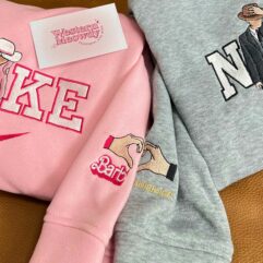 Barbie And Oppenheimer Embroidered Couple Sweatshirt