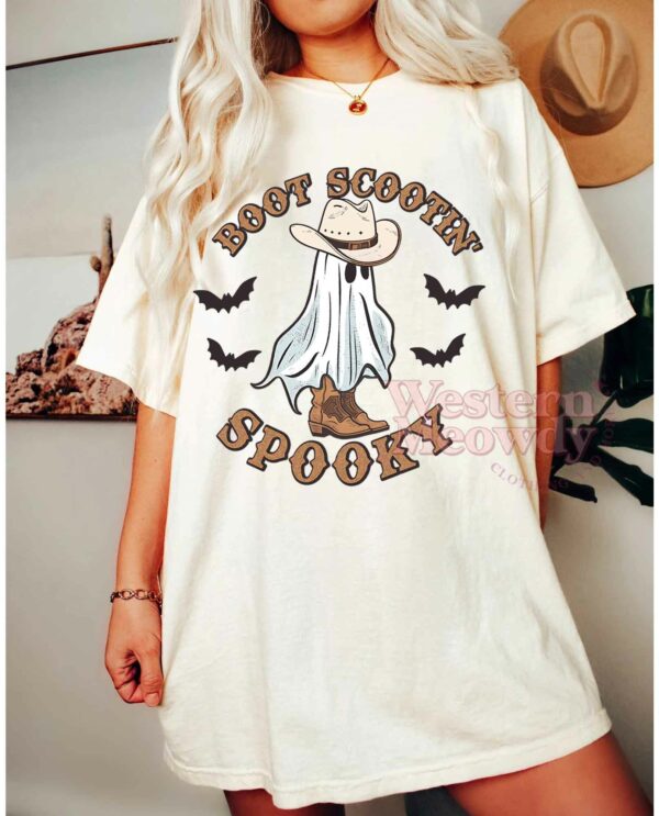 Boo Boot Scootin Spooky Skeleton Halloween Shirt