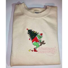 Grinch Christmas Embroidered Sweatshirt Grinch Christmas Embroidered Sweatshirt