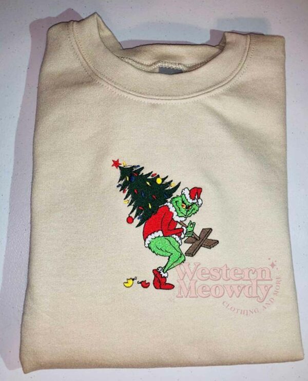 Grinch Christmas Embroidered Sweatshirt
