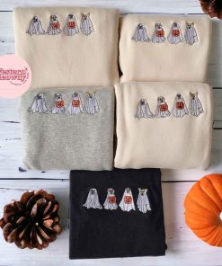 Spooky Season Ghost Dogs Embroidered Sweatshirt