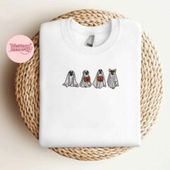 Spooky Season Ghost Dogs Embroidered Sweatshirt