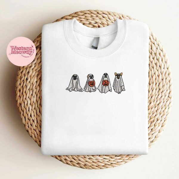 Spooky Season Ghost Dogs Embroidered Sweatshirt