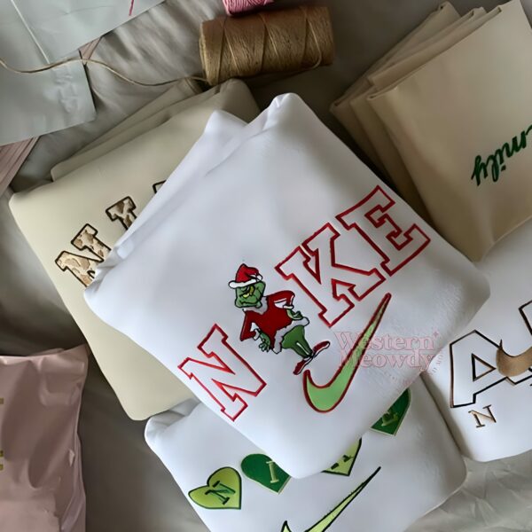 Grinch Merry Christmas Embroidered Sweatshirt