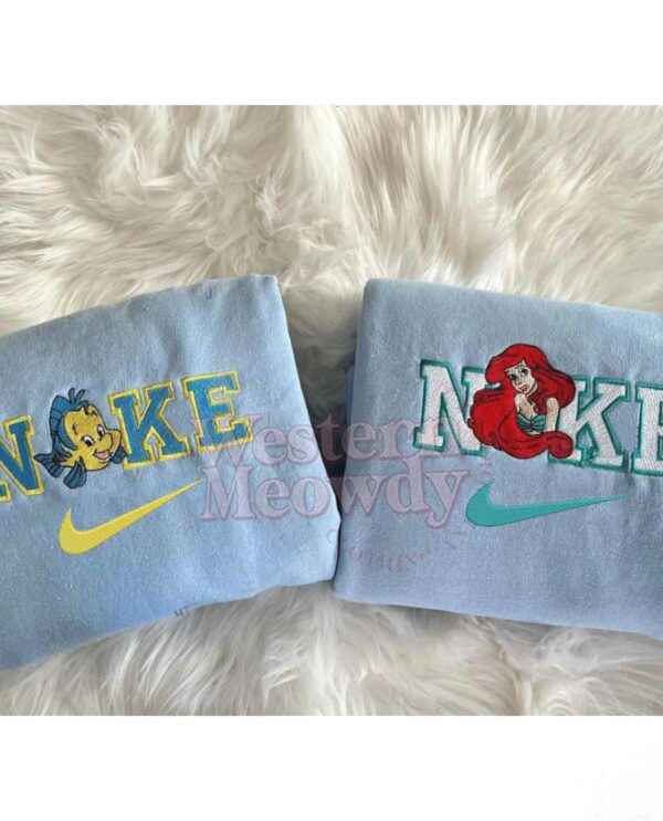 Flounder and Ariel Little Mermaid Couple Sweatshirt