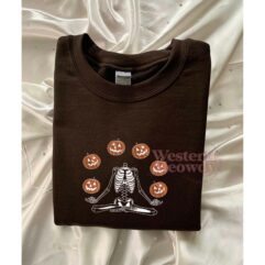 Halloween Sketelon Embroidered Sweatshirt