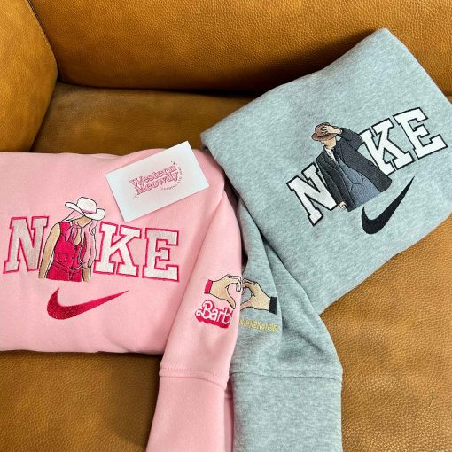 Barbie And Oppenheimer Embroidered Couple Sweatshirt