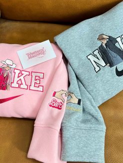 Barbie And Oppenheimer Embroidered Couple Sweatshirt