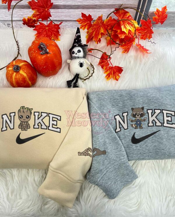 Rocket And Groot Couple Embroidered Sweatshirt