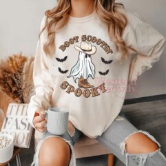 Boo Boot Scootin Spooky Skeleton Halloween Shirt