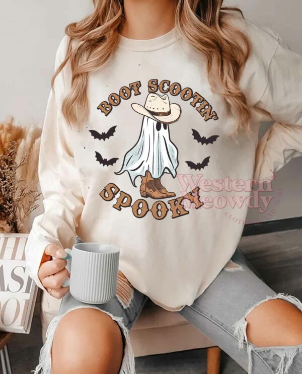 Boo Boot Scootin Spooky Skeleton Halloween Shirt