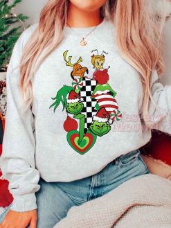 Grinch Checkerboard Pattern Sweatshirt