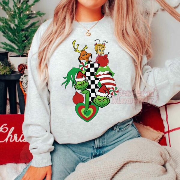 Grinch Checkerboard Pattern Sweatshirt