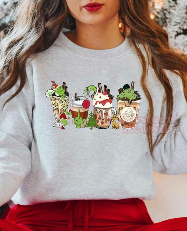 Grinch Coffee Lovers Coffee Cups Christmas Sweatshirt