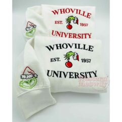 Grinch Whoville University Est 1957 Custom Sleeve Sweatshirt Grinch Whoville University Est 1957 Custom Sleeve Sweatshirt