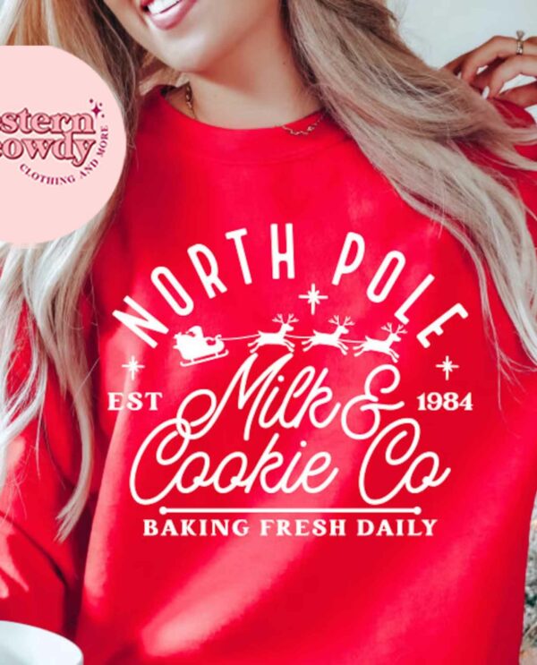North Pole Milk Cookie Co Christmas Sweatshirt