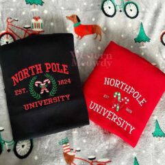 North Pole University Est 1824 Collage Embroidered Crewneck