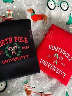 North Pole University Est 1824 Collage Embroidered Crewneck