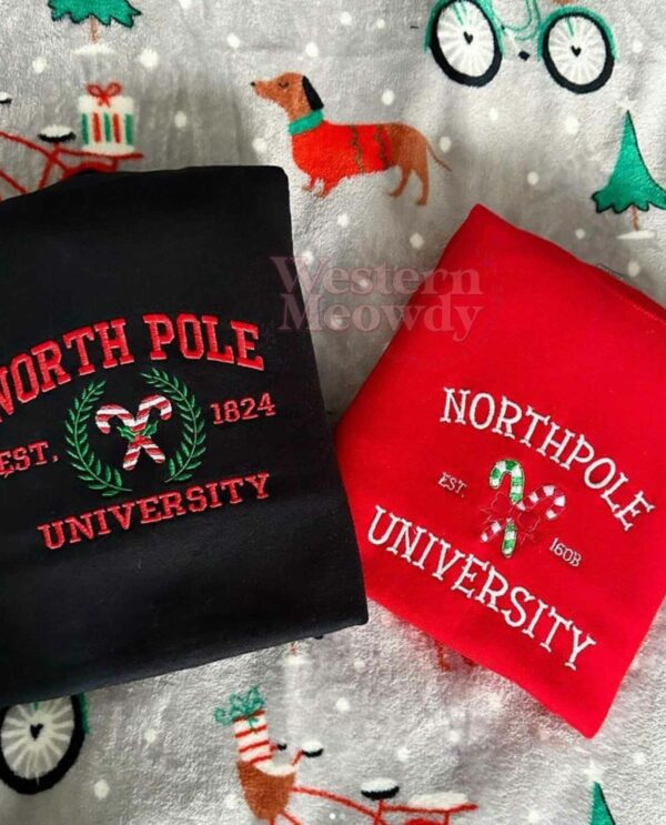 North Pole University Est 1824 Collage Embroidered Crewneck