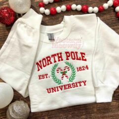 North Pole University Est 1824 Collage Embroidered Crewneck North Pole University Est 1824 Collage Embroidered Crewneck