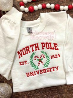 North Pole University Est 1824 Collage Embroidered Crewneck