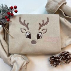 Reindeer Christmas Embroidered Sweatshirt