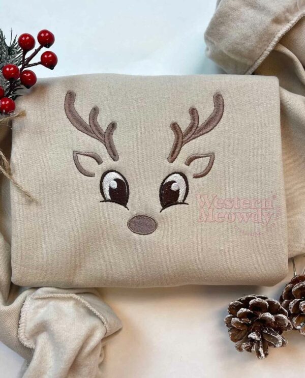 Reindeer Christmas Embroidered Sweatshirt