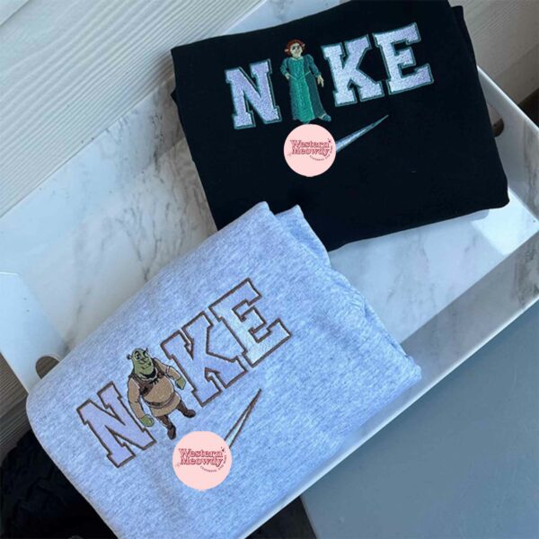 Shrek and Fiona Couple Embroidered Sweatshirt