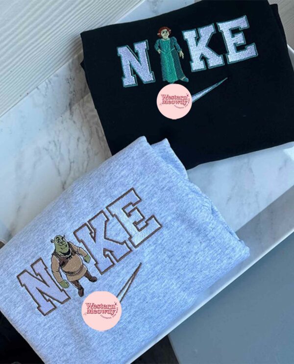 Shrek and Fiona Couple Embroidered Sweatshirt