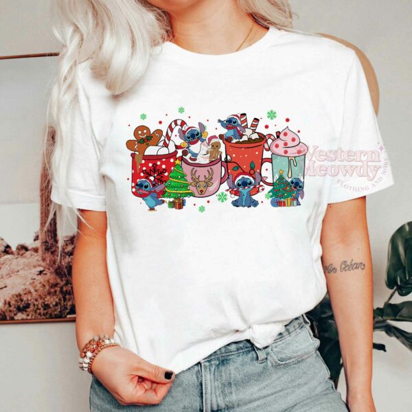 Stitch and Friends Christmas Coffee Cups Sweatshirt