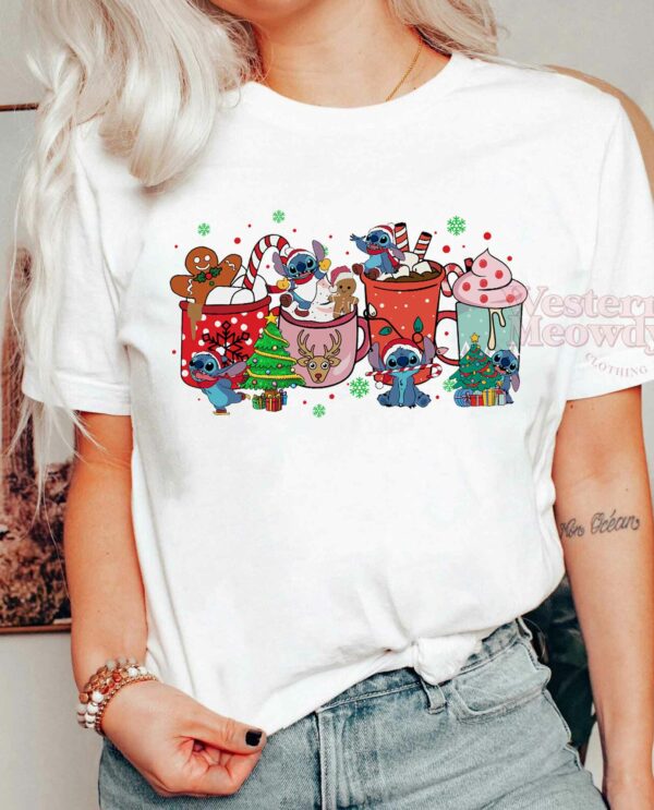 Stitch and Friends Christmas Coffee Cups Sweatshirt