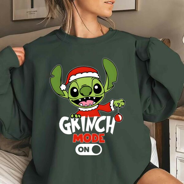 Grinch Stitch Mode On Christmas Sweatshirt