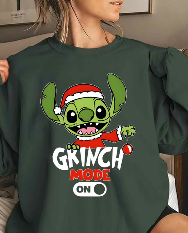 Grinch Stitch Mode On Christmas Sweatshirt