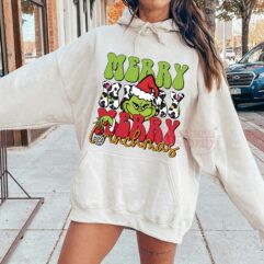 Grinch Merry Grinchmas Cow Pattern Sweatshirt