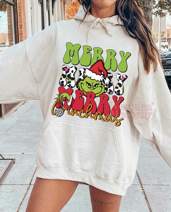 Grinch Merry Grinchmas Cow Pattern Sweatshirt